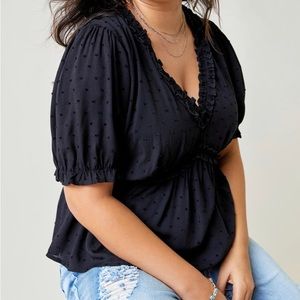 Puff sleeve dot blouse